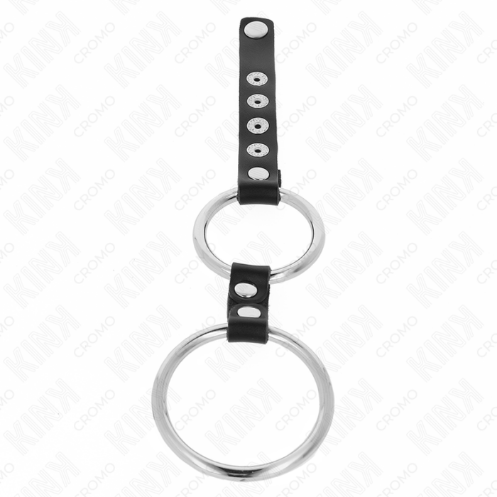 KINK - ANILLO PENE METAL DOBLE 3.8 CM A 5 CM CONECTADOS CON CUERO - CandyHot - Foto 3