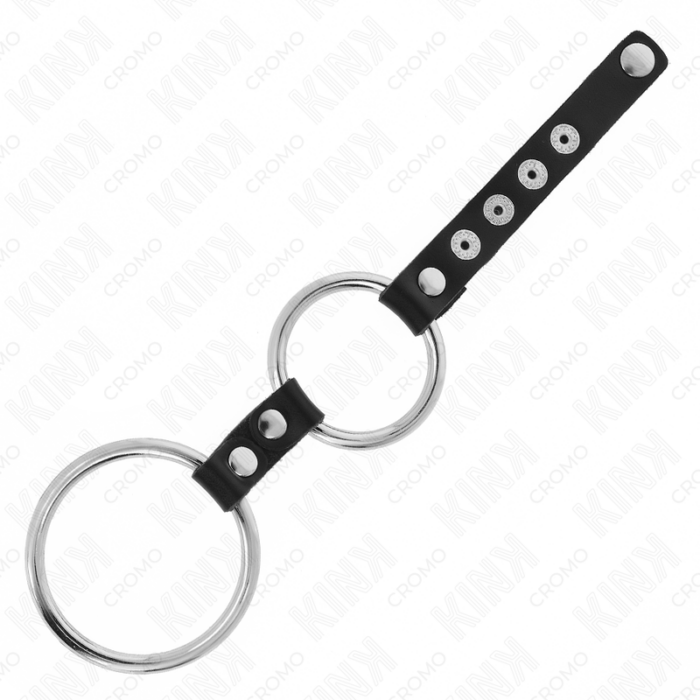 KINK - ANILLO PENE METAL DOBLE 3.8 CM A 5 CM CONECTADOS CON CUERO - CandyHot - Foto 4