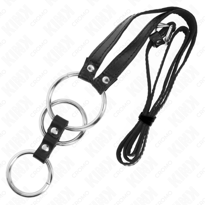 KINK - ANILLO PENE METAL TRIPLE 3.8 CM A 5 CM CON CINTURÓN POLIPIEL 112 CM - CandyHot - Foto 4