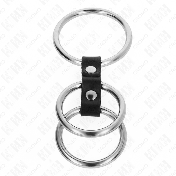 KINK - ANILLO PENE TRIPLE METAL 3.7 CM A 5 CM CONECTADOS CON CUERO - CandyHot - Foto 3