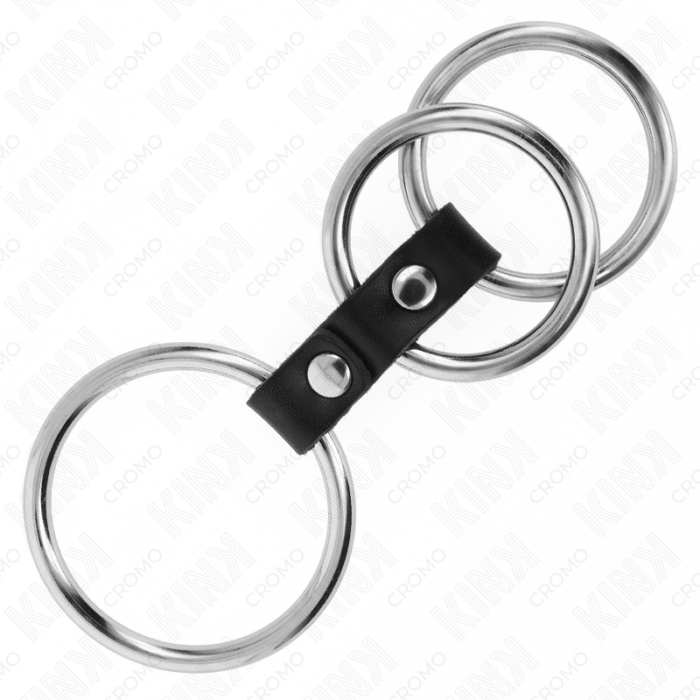 KINK - ANILLO PENE TRIPLE METAL 3.7 CM A 5 CM CONECTADOS CON CUERO - CandyHot - Foto 4