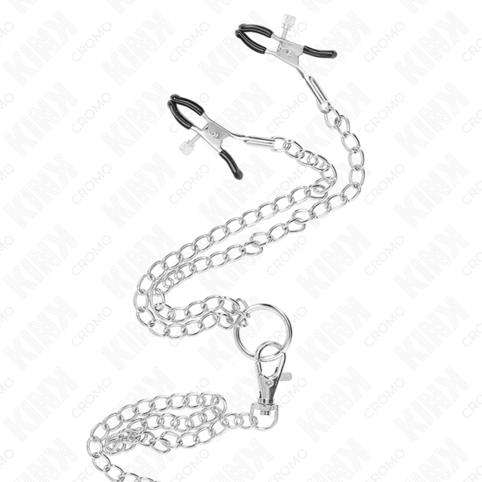 KINK - ANILLO PENE TRIPLE METAL CROMADO 3 CM A 4.5 CM CON CADENA METAL 26 CM Y PINZAS PARA PEZONES - CandyHot - Foto 4