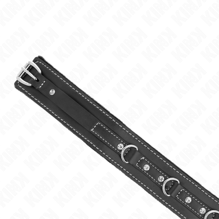 KINK - COLLAR CON CORREA 105 CM DE PIEL DE PVC REMACHE DE DIAMANTES DE IMITACIÓN 41.5 X 4 CM - CandyHot - Foto 5