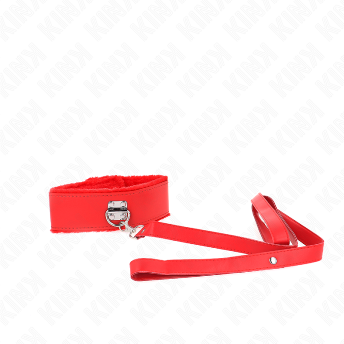KINK - COLLAR CON CORREA 116 CM CON TACHUELAS PLATEADAS MODELO 4 ROJO AJUSTABLE 40-48 CM X 6 CM - CandyHot - Foto 2