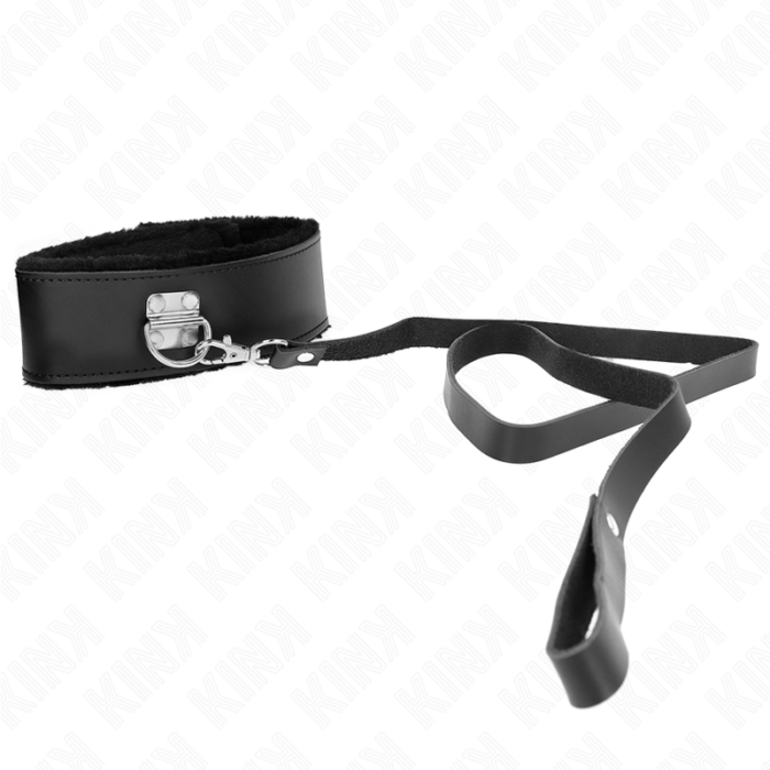 KINK - COLLAR CON CORREA 116 CM DE PIEL NEGRO AJUSTABLE 40-48 CM X 6 CM - CandyHot - Foto 4