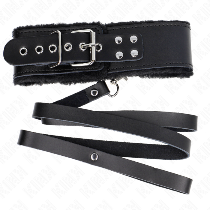 KINK - COLLAR CON CORREA 116 CM DE PIEL NEGRO AJUSTABLE 40-48 CM X 6 CM - CandyHot - Foto 5