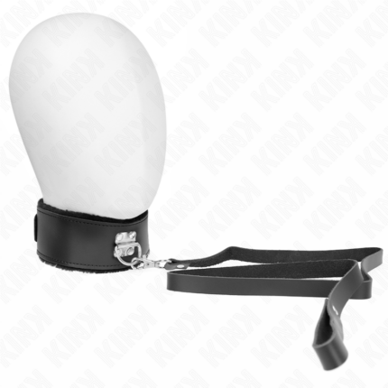 KINK - COLLAR CON CORREA 116 CM DE PIEL NEGRO AJUSTABLE 40-48 CM X 6 CM - CandyHot - Foto 1