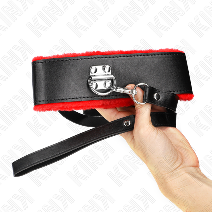 KINK - COLLAR CON CORREA 116 CM DE PIEL ROJO AJUSTABLE 40-48 CM X 6 CM - CandyHot - Foto 3