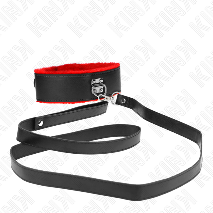 KINK - COLLAR CON CORREA 116 CM DE PIEL ROJO AJUSTABLE 40-48 CM X 6 CM - CandyHot - Foto 4