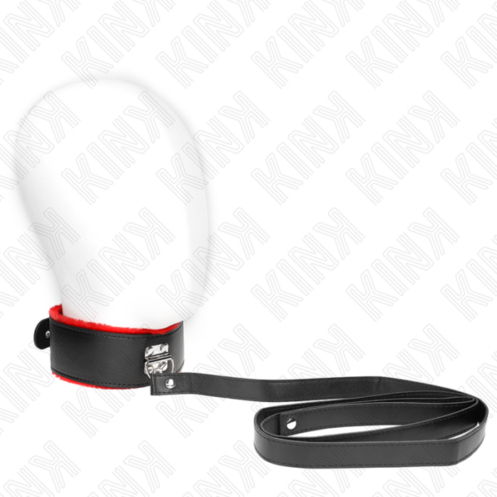 KINK - COLLAR CON CORREA 116 CM DE PIEL ROJO AJUSTABLE 40-48 CM X 6 CM - CandyHot - Foto 1