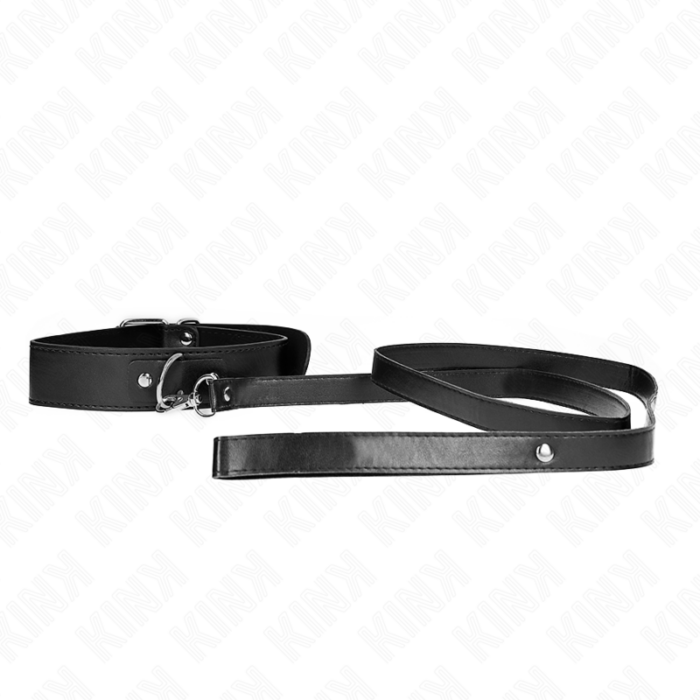 KINK - COLLAR CON CORREA 116 CM FINO NEGRO AJUSTABLE 32-50 CM X 8 CM - CandyHot - Foto 1