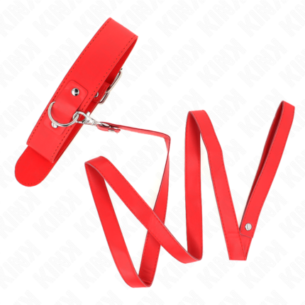 KINK - COLLAR CON CORREA 116 CM FINO ROJO AJUSTABLE 32-50 CM X 8 CM - CandyHot - Foto 2