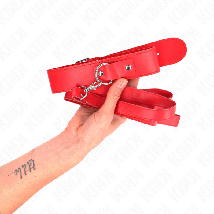 KINK - COLLAR CON CORREA 116 CM FINO ROJO AJUSTABLE 32-50 CM X 8 CM - CandyHot - Foto 3