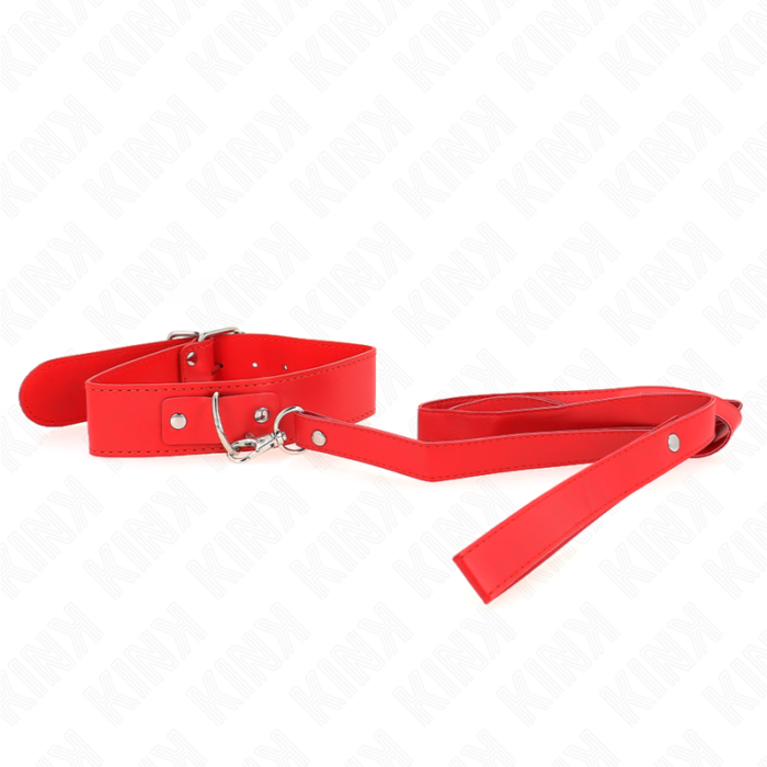 KINK - COLLAR CON CORREA 116 CM FINO ROJO AJUSTABLE 32-50 CM X 8 CM - CandyHot - Foto 4