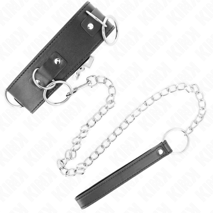 KINK - COLLAR CON CORREA 65 CM 3 ANILLOS MODELO 2 AJUSTABLE 36-43 CM X 5 CM - CandyHot - Foto 4