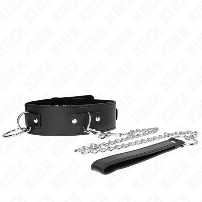 KINK - COLLAR CON CORREA 65 CM 3 ANILLOS MODELO 2 AJUSTABLE 36-43 CM X 5 CM - CandyHot - Foto 1