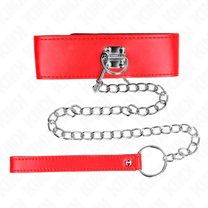 KINK - COLLAR CON CORREA 65 CM ANCHO ROJO AJUSTABLE 33.5-41 CM X 5 CM - CandyHot - Foto 3