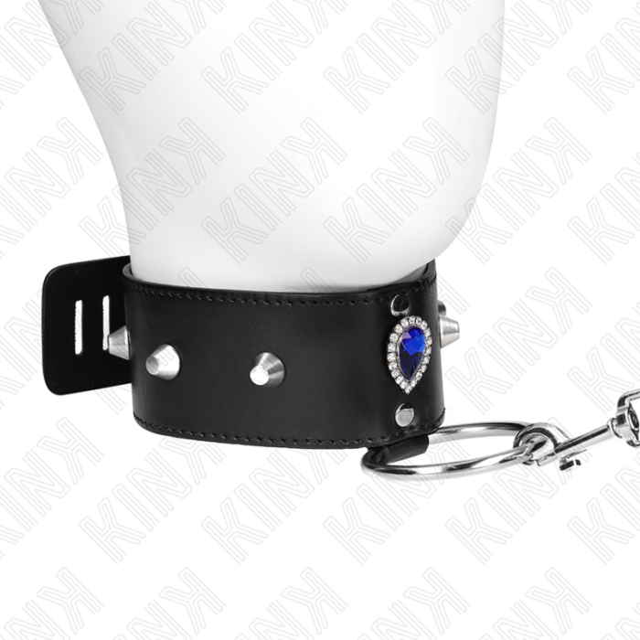 KINK - COLLAR CON CORREA 65 CM CON DIAMANTES AZULES AJUSTABLE 36-43 CM X 5 CM - CandyHot - Foto 2