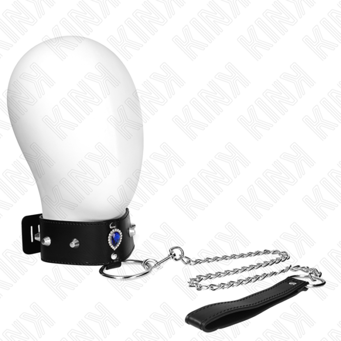 KINK - COLLAR CON CORREA 65 CM CON DIAMANTES AZULES AJUSTABLE 36-43 CM X 5 CM - CandyHot - Foto 1