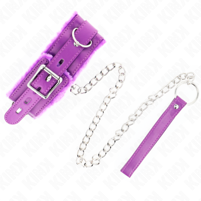 KINK - COLLAR CON CORREA 65 CM CON RESTRICCIONES MORADO AJUSTABLE 36-42 CM X 5.5 CM - CandyHot - Foto 4