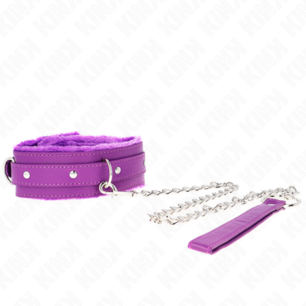 KINK - COLLAR CON CORREA 65 CM CON RESTRICCIONES MORADO AJUSTABLE 36-42 CM X 5.5 CM - CandyHot - Foto 1