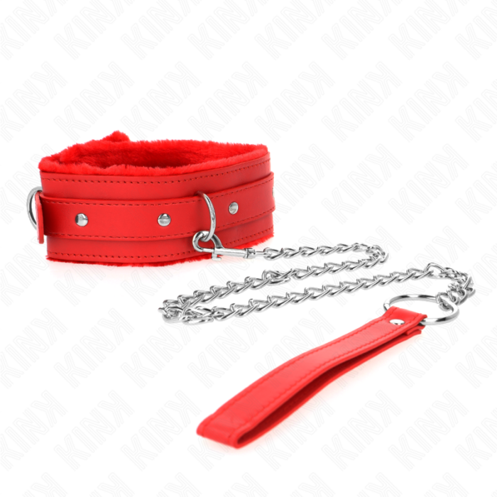 KINK - COLLAR CON CORREA 65 CM CON RESTRICCIONES ROJO AJUSTABLE 36-42 CM X 5.5 CM - CandyHot - Foto 2