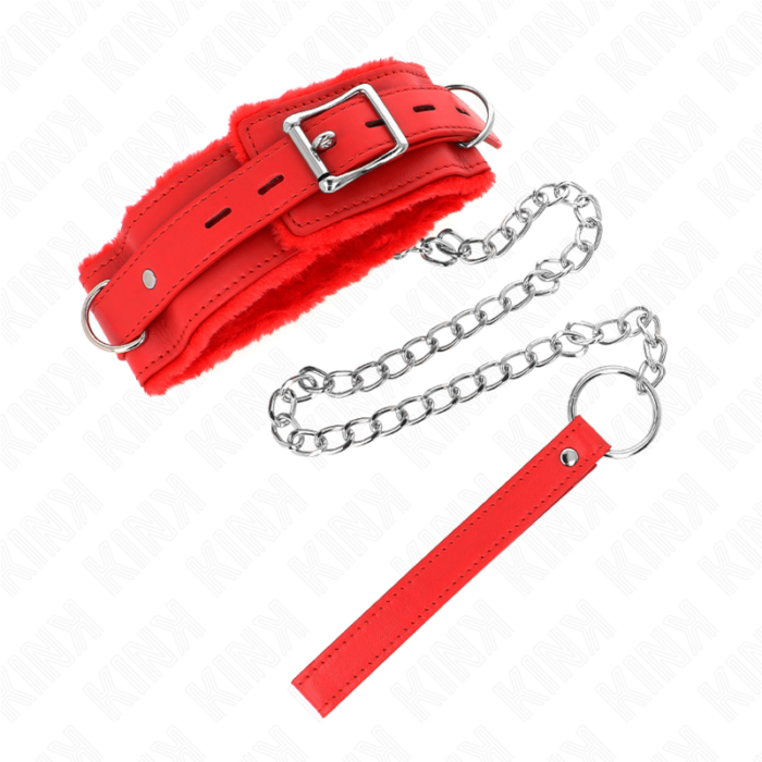 KINK - COLLAR CON CORREA 65 CM CON RESTRICCIONES ROJO AJUSTABLE 36-42 CM X 5.5 CM - CandyHot - Foto 3
