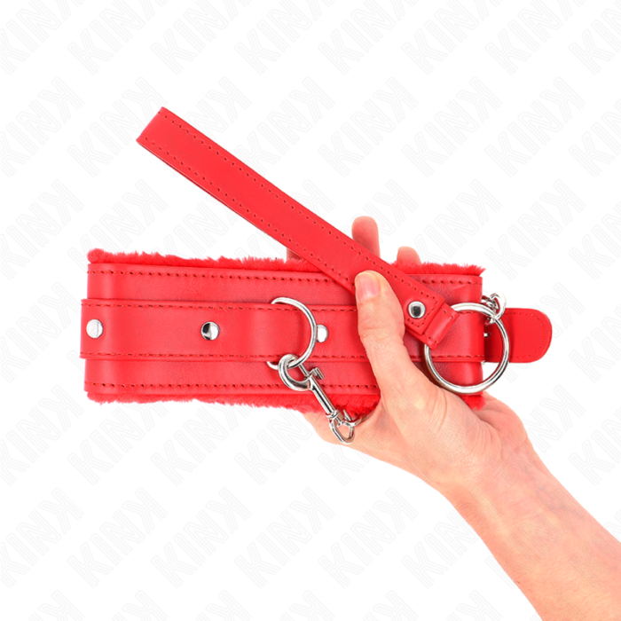 KINK - COLLAR CON CORREA 65 CM CON RESTRICCIONES ROJO AJUSTABLE 36-42 CM X 5.5 CM - CandyHot - Foto 4
