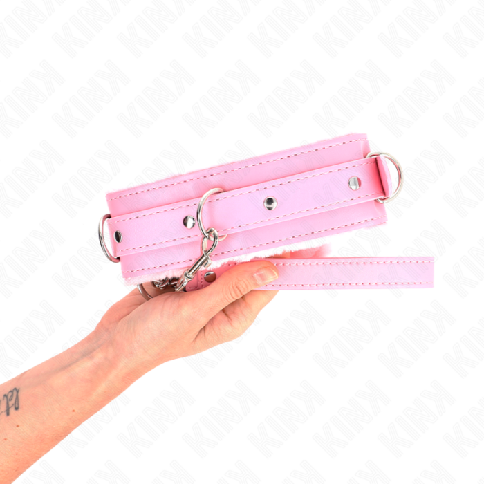 KINK - COLLAR CON CORREA 65 CM CON RESTRICCIONES ROSA AJUSTABLE 36-42 CM X 5.5 CM - CandyHot - Foto 3
