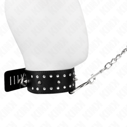 KINK - COLLAR CON CORREA 65 CM CON TACHUELAS PLATEADAS MODELO 1 AJUSTABLE 36-43 CM X 5 CM - CandyHot - Foto 2