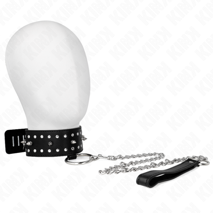 KINK - COLLAR CON CORREA 65 CM CON TACHUELAS PLATEADAS MODELO 1 AJUSTABLE 36-43 CM X 5 CM - CandyHot - Foto 5