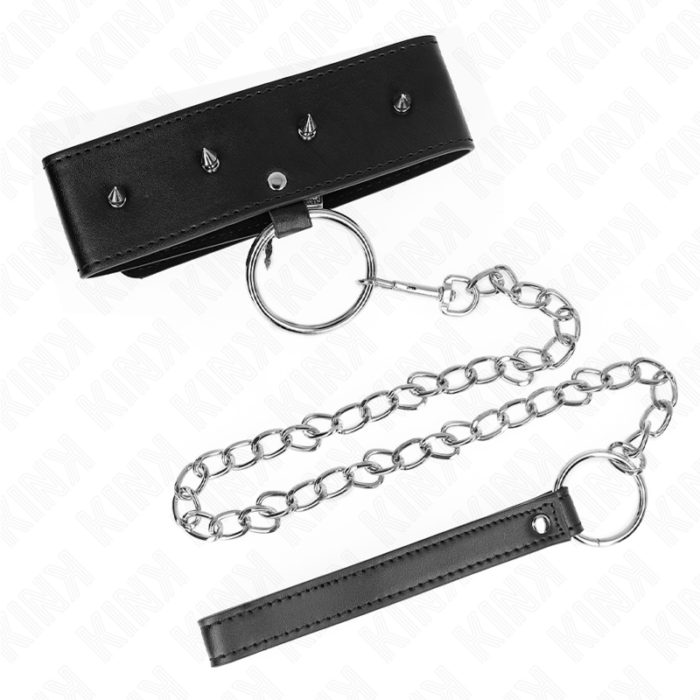 KINK - COLLAR CON CORREA 65 CM CON TACHUELAS PLATEADAS MODELO 2 AJUSTABLE 36-43 CM X 5 CM - CandyHot - Foto 4