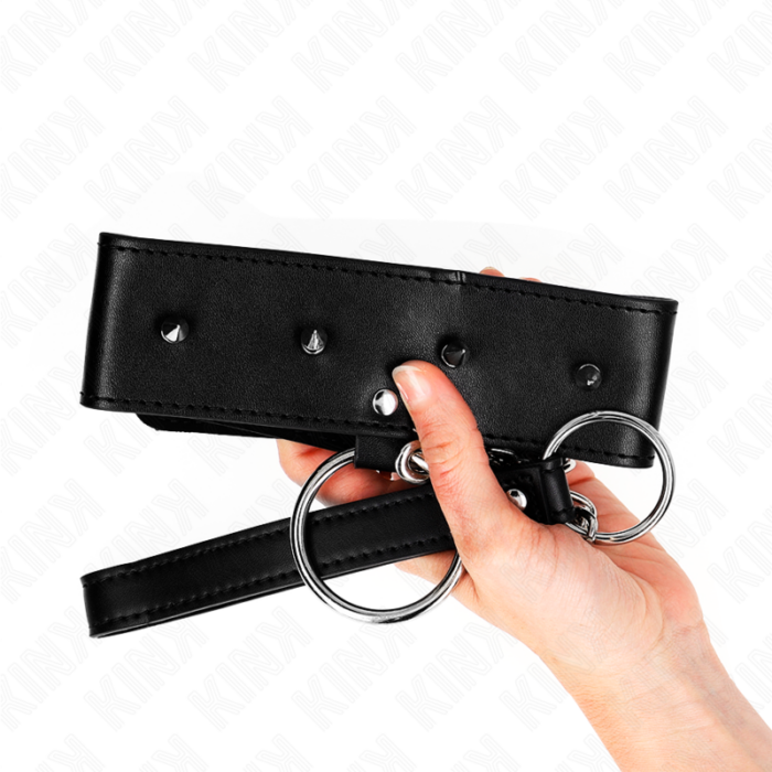 KINK - COLLAR CON CORREA 65 CM CON TACHUELAS PLATEADAS MODELO 2 AJUSTABLE 36-43 CM X 5 CM - CandyHot - Foto 5