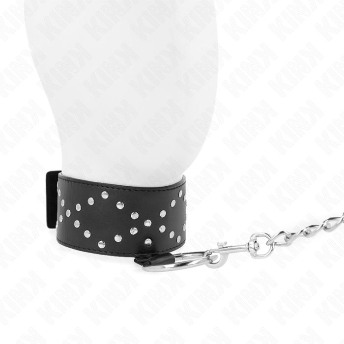 KINK - COLLAR CON CORREA 65 CM CON TACHUELAS PLATEADAS MODELO 3 AJUSTABLE 36-43 CM X 5 CM - CandyHot - Foto 3