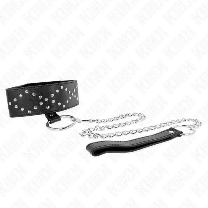 KINK - COLLAR CON CORREA 65 CM CON TACHUELAS PLATEADAS MODELO 3 AJUSTABLE 36-43 CM X 5 CM - CandyHot - Foto 4
