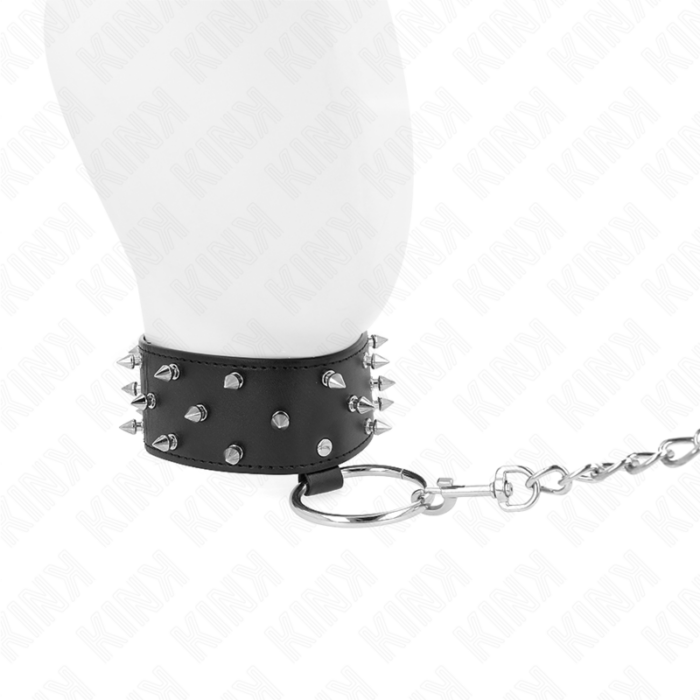 KINK - COLLAR CON CORREA 65 CM CON TACHUELAS PLATEADAS MODELO 5 AJUSTABLE 36-43 CM X 5 CM - CandyHot - Foto 3