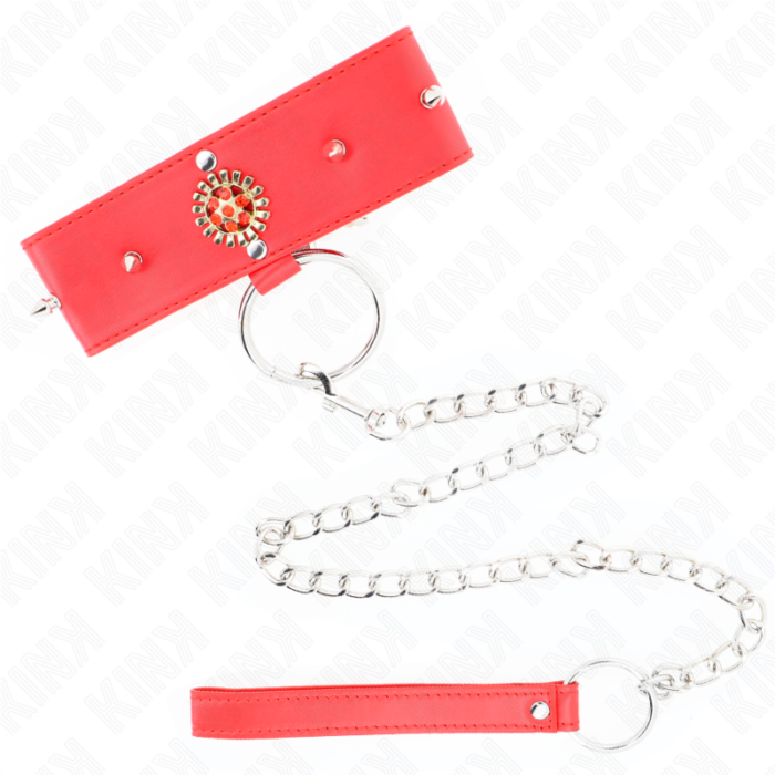 KINK - COLLAR CON CORREA 65 CM CUELLO DE DIAMANTES ROJO AJUSTABLE 35-51 CM X 7 CM - CandyHot - Foto 4