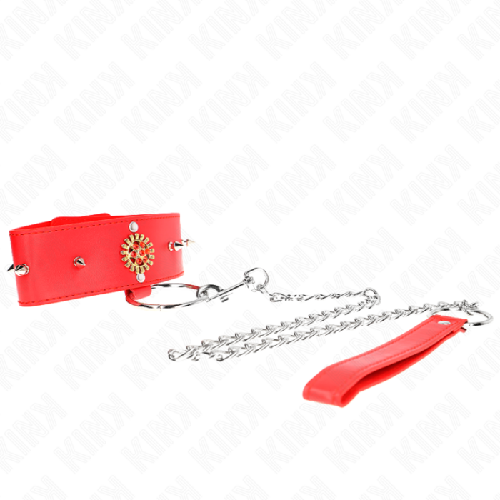 KINK - COLLAR CON CORREA 65 CM CUELLO DE DIAMANTES ROJO AJUSTABLE 35-51 CM X 7 CM - CandyHot - Foto 1