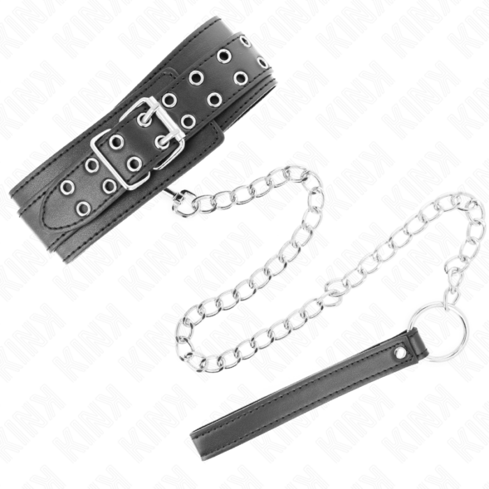 KINK - COLLAR CON CORREA 65 CM HEBILLAS PLATEADAS AJUSTABLE 33-46 CM X 5.5 CM - CandyHot - Foto 5