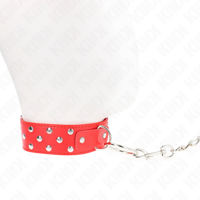 KINK - COLLAR CON CORREA 65 CM REMACHE ANILLA ROJO AJUSTABLE 36-50 CM X 3.8 CM - CandyHot - Foto 3