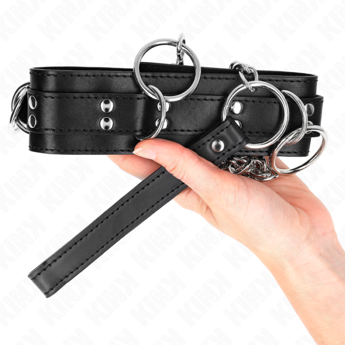 KINK - COLLAR CON CORREA 80 CM ESCLAVITUD 3 ANILLOS 53 X 5 CM - CandyHot - Foto 5
