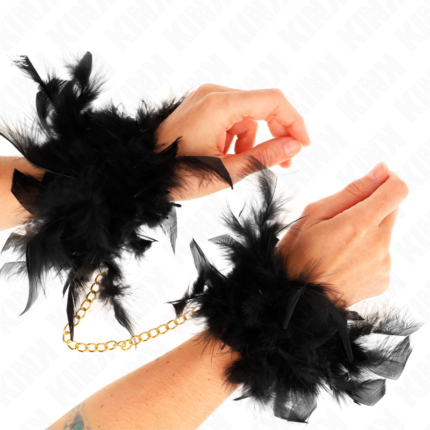 KINK - ESPOSAS DE PLUMAS NEGRO CON CADENA DORADA MODELO 1 - CandyHot - Foto 1