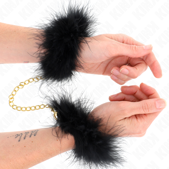 KINK - ESPOSAS DE PLUMAS NEGRO CON CADENA DORADA MODELO 2 - CandyHot - Foto 2