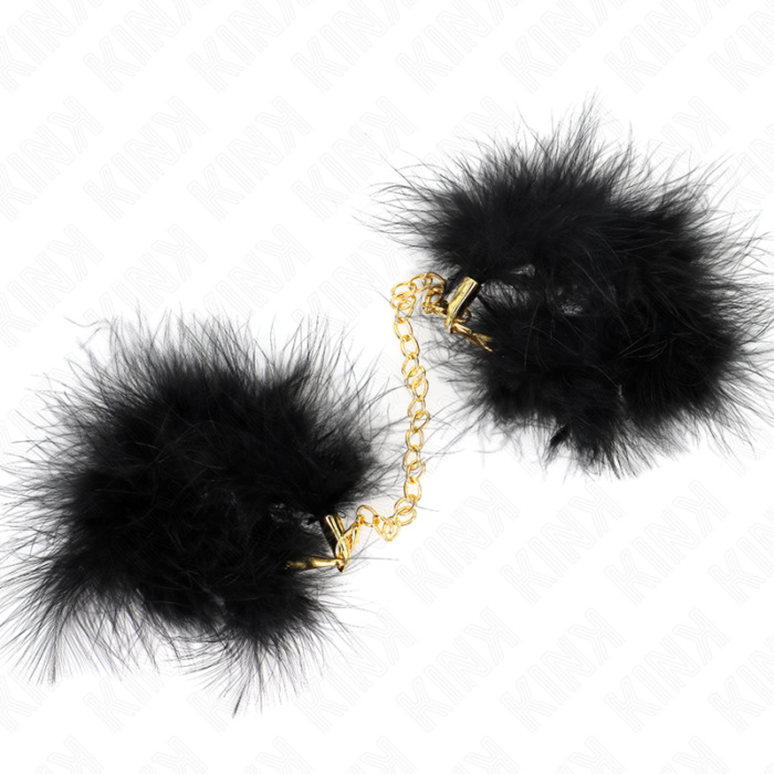 KINK - ESPOSAS DE PLUMAS NEGRO CON CADENA DORADA MODELO 2 - CandyHot - Foto 1
