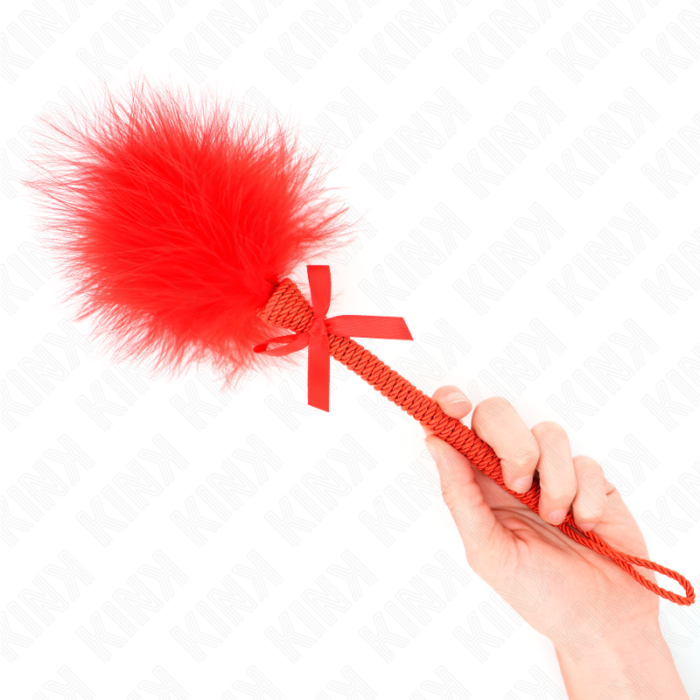 KINK - MASAJEADOR DE CUERDA DE NAILON CON PLUMAS PARA COSQUILLAS Y LAZO ROJO 25 CM - CandyHot - Foto 2
