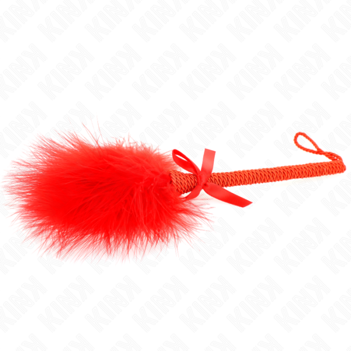 KINK - MASAJEADOR DE CUERDA DE NAILON CON PLUMAS PARA COSQUILLAS Y LAZO ROJO 25 CM - CandyHot - Foto 4