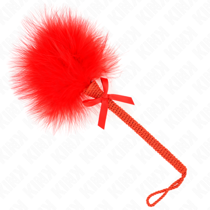 KINK - MASAJEADOR DE CUERDA DE NAILON CON PLUMAS PARA COSQUILLAS Y LAZO ROJO 25 CM - CandyHot - Foto 1