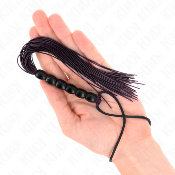 KINK - MINI LÁTIGO DE SILICONA CON AGARRE 6 BOLAS NEGRO 26 CM - CandyHot - Foto 3