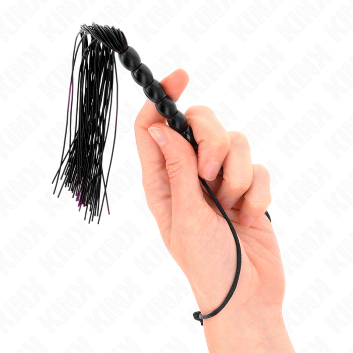 KINK - MINI LÁTIGO DE SILICONA CON AGARRE 6 BOLAS NEGRO 26 CM - CandyHot - Foto 4