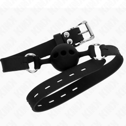 KINK - MORDAZA 55 x 2 CM DE BOLA 4 CM DE SILICONA COMPLETA TALLA S NEGRO AJUSTABLE 35-51 CM - CandyHot - Foto 2